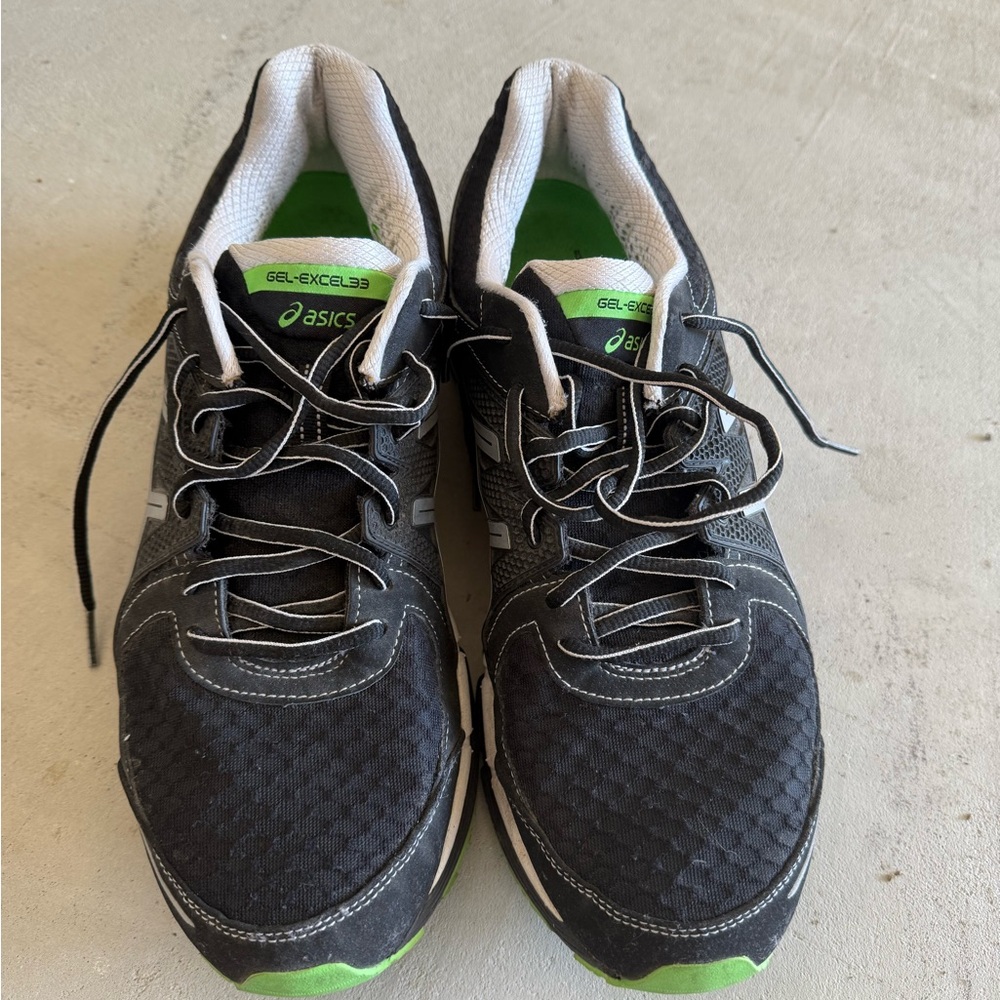 Asics Black, White & Green Running Shoes
